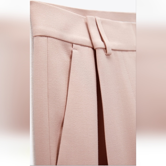 Zara 2 Pc Set Wide Leg Pants & Bustier Beige Pink Bloggers Favorite - Picture 12 of 14